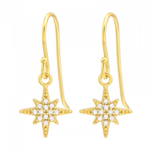 Gold Star Hook Earrings
