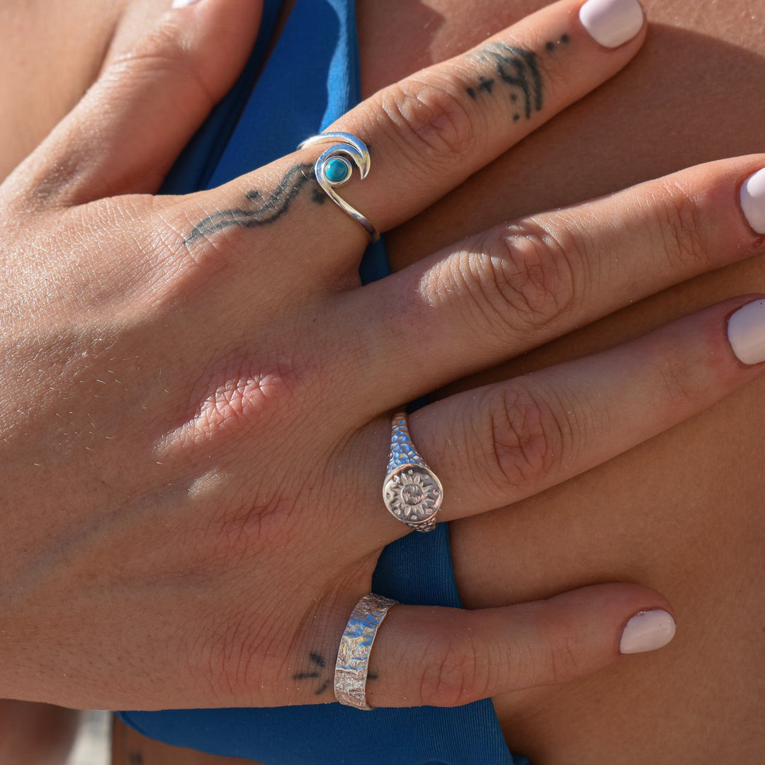 Turquoise Wave Ring | Sterling Silver