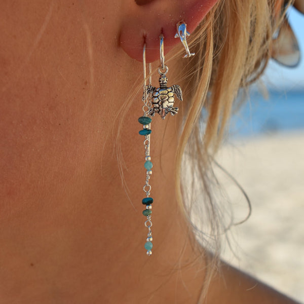 turquoise earrings, turquoise threaders, threaders, thread earrings, silver earrings