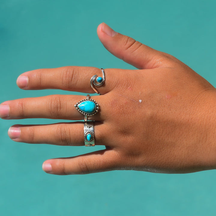 Turquoise Wave Ring | Sterling Silver
