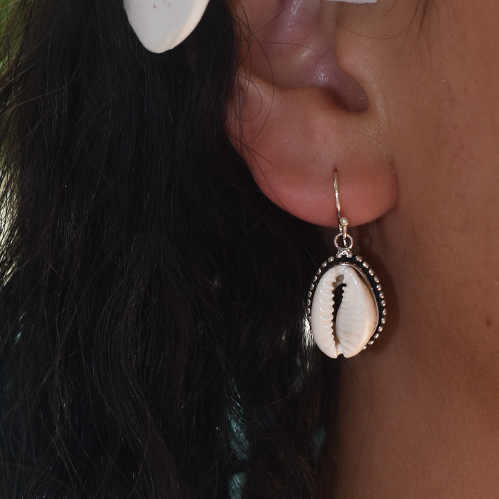 Cowrie Shell Hook Earrings | Sterling Silver