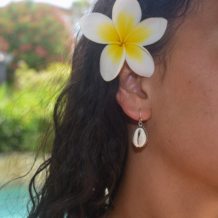 Cowrie Shell Hook Earrings | Sterling Silver