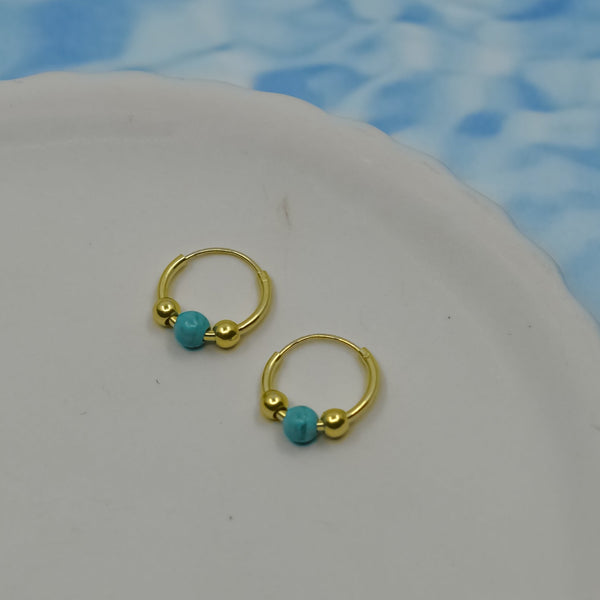 Gold Turquoise Earrings, Stacking Earrings, Crystal Jewellery, Minimalist Hoops, Simple Earrings, Tiny Huggies, December Birthstone, Gold Earrings