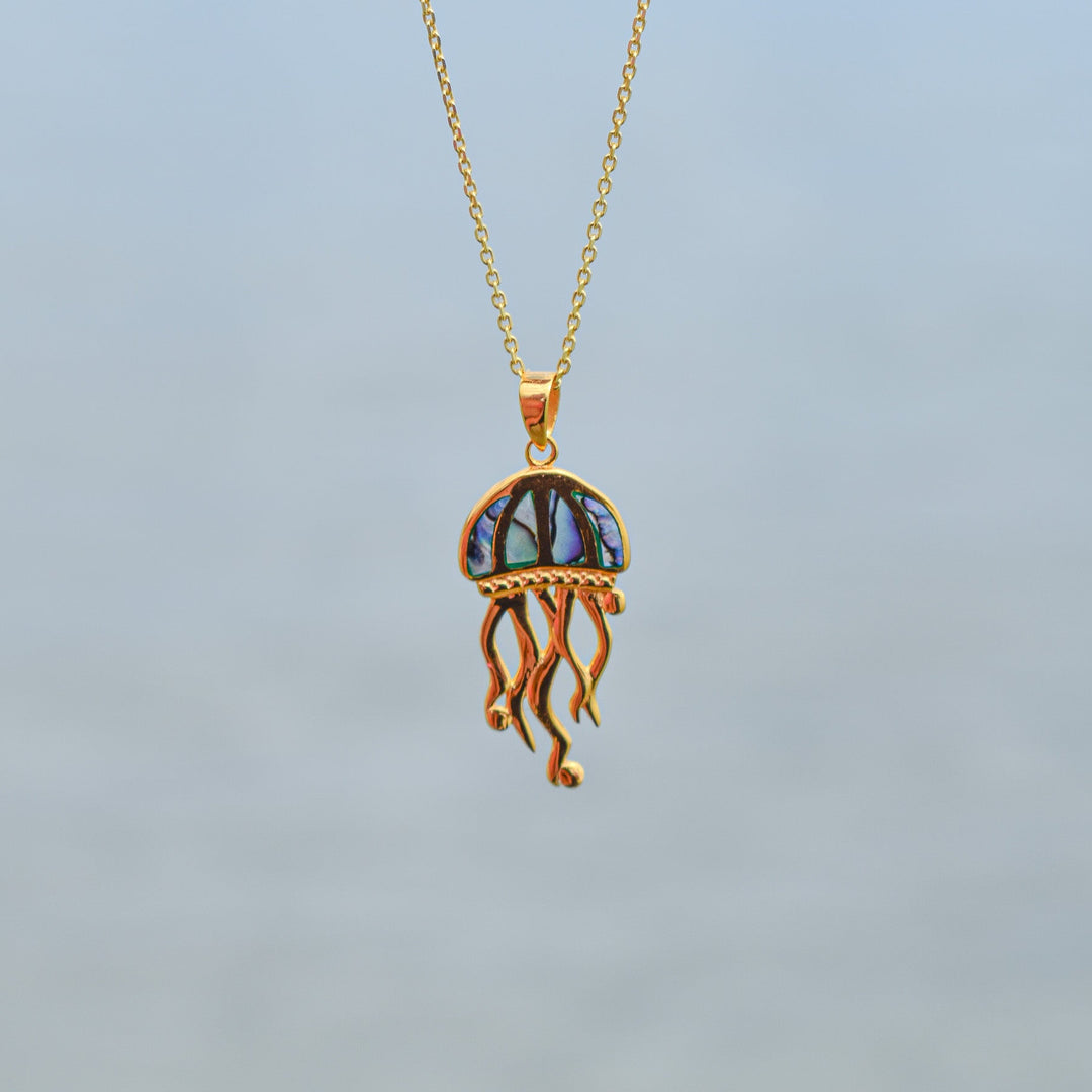 Pāua Shell Jellyfish Necklace | Gold Vermeil