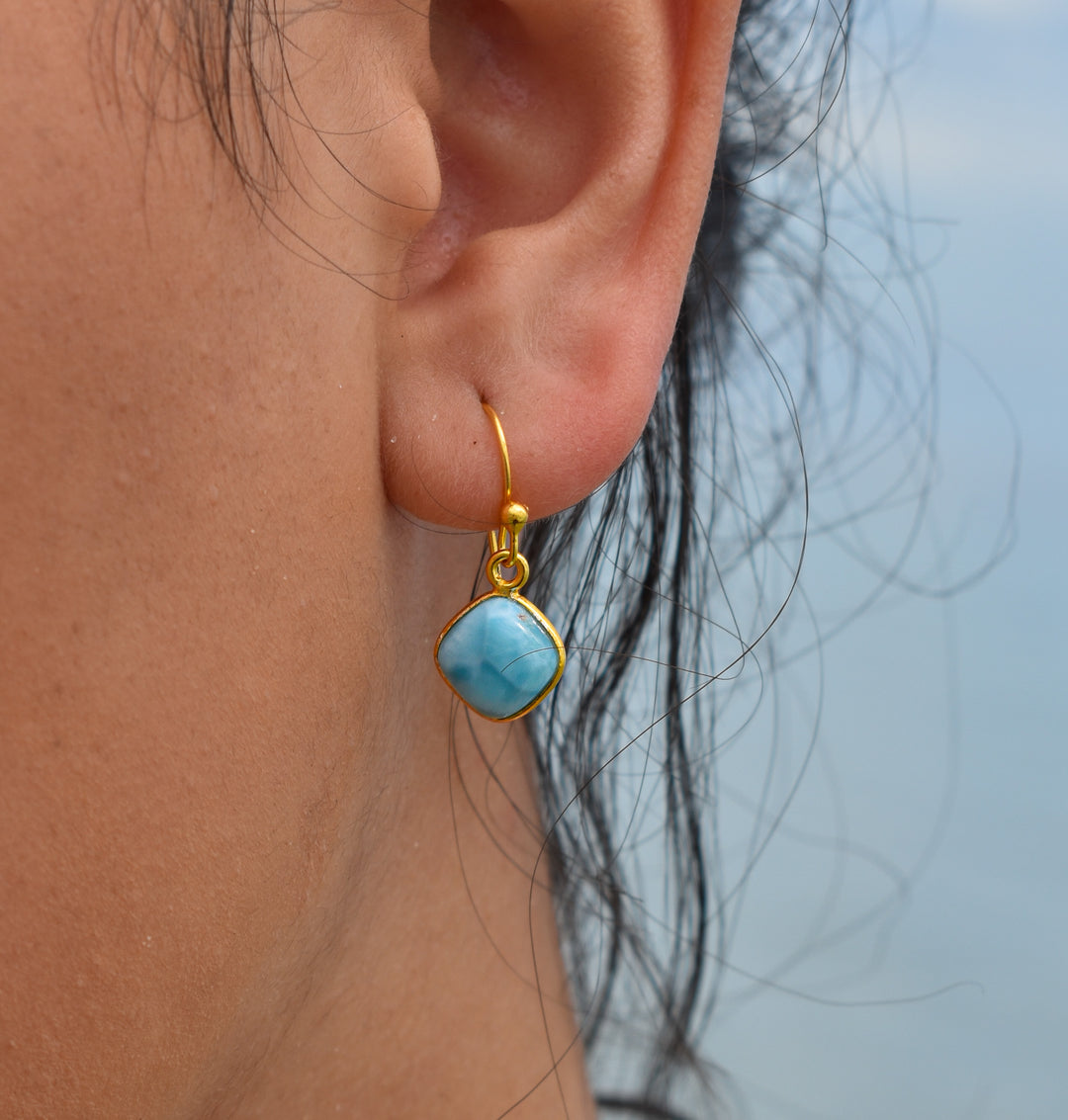 Larimar Hook Earrings | Gold Vermeil