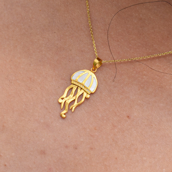 Mother of Pearl Jellyfish Necklace | Gold Vermeil