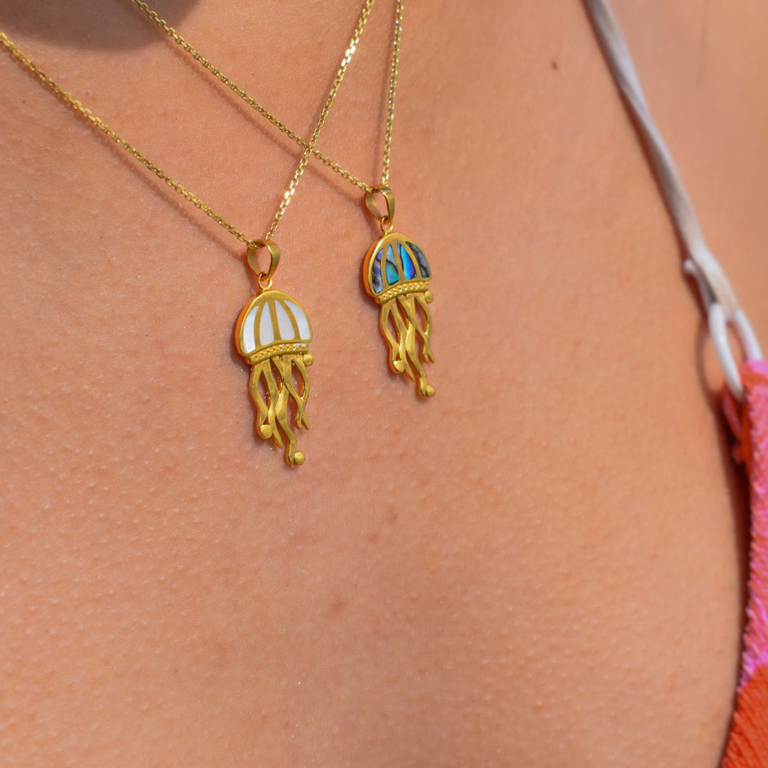 Mother of Pearl Jellyfish Necklace | Gold Vermeil