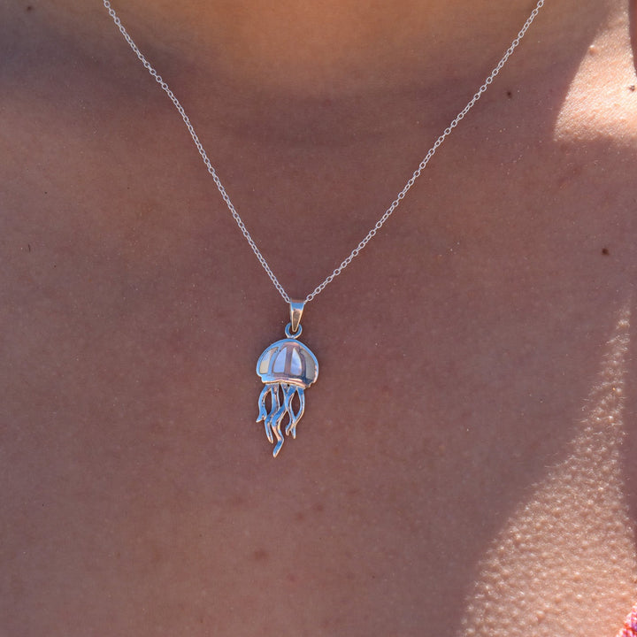 Mother of Pearl Jellyfish Necklace | Sterling Silver