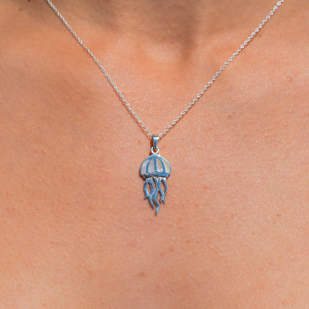 Mother of Pearl Jellyfish Necklace | Sterling Silver