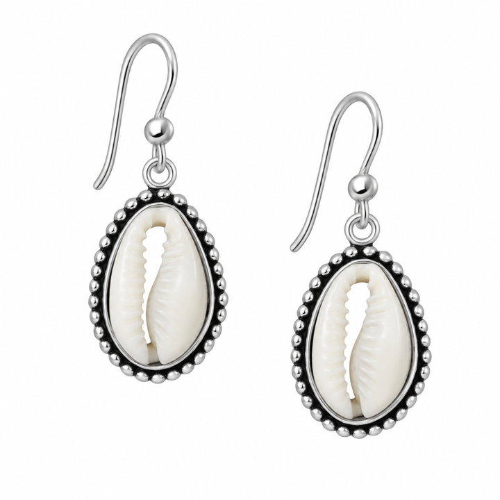 Cowrie Shell Hook Earrings | Sterling Silver