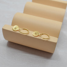 Load image into Gallery viewer, Gold Evil Eye Hoops, Protection Charm, Fatima Hand, Basic Hoops, Minimalist Gold Hoops. Hypoallergenic, Simple Sleepers, Spiritual Hoops