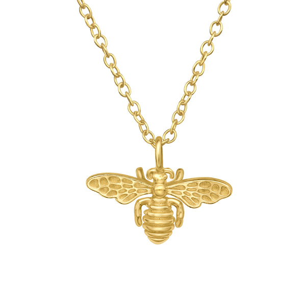 Gold Bee Necklace, Nature Lover Gift, Honey Bee Pendant, Tiny Bumble Bee Charm, Gardening Gift for Women, Insect Jewellery, Small Gold