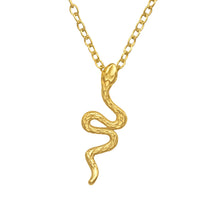 Load image into Gallery viewer, Gold Snake Necklace, Snake Lover Gift, Animal Charm, Nature Pendant, Serpent Pendant, Protection necklace, Dainty Snake Charm, Tiny Snake