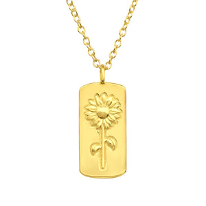 Gold Sunflower Necklace, Sunflower Jewelry for Women, Engraved Jewellery, Showerproof Pendant, Tarnish Free, Nature Lover Gift, Animal Charm
