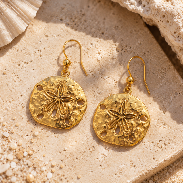 Sand Dollar Hook Earrings | Gold Vermeil