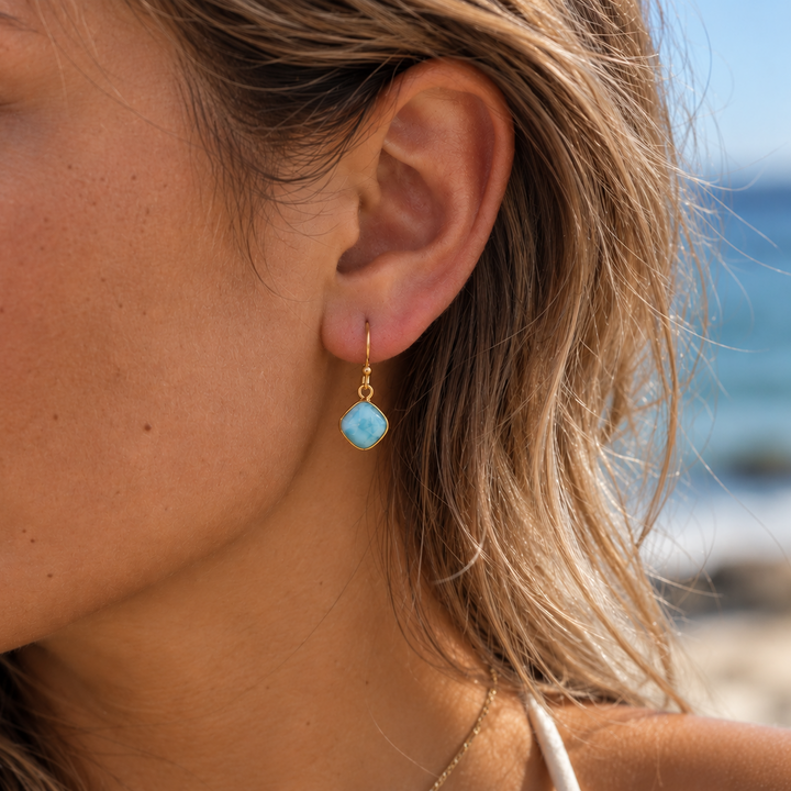 Larimar Hook Earrings | Gold Vermeil