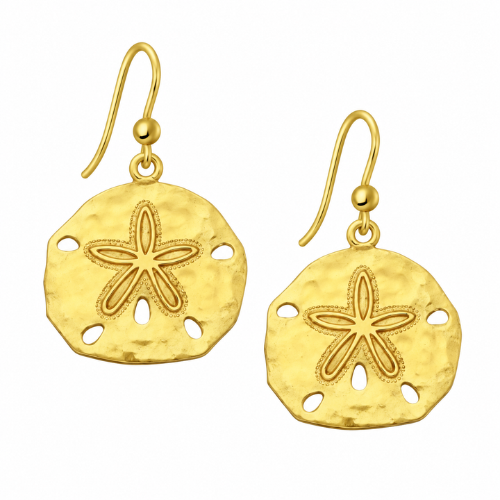 Sand Dollar Hook Earrings | Gold Vermeil