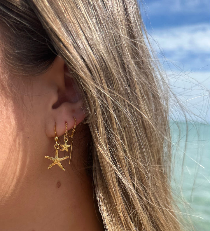 Gold Vermeil Starfish Threader Earrings