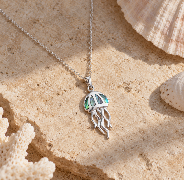 Pāua Shell Jellyfish Necklace | Sterling Silver