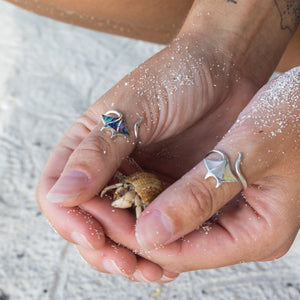 Manta Ray Ring, Abalone Silver Jewellery, Paula Shell Ring, Stingray Lover Gift, Oceanic Manta Rays, Ocean Animal Ring, Sealife Jewellery