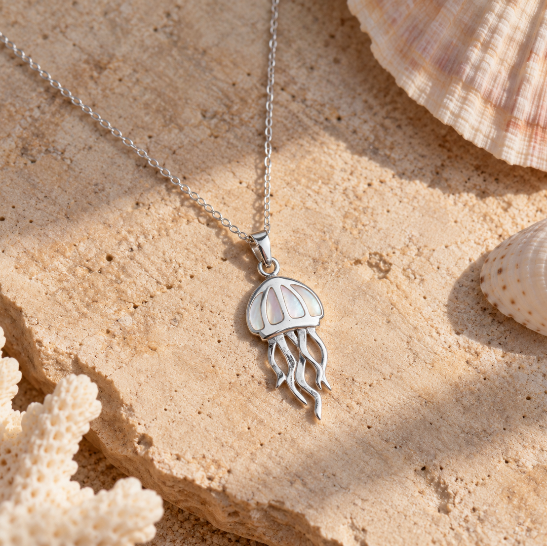 Mother of Pearl Jellyfish Necklace | Sterling Silver