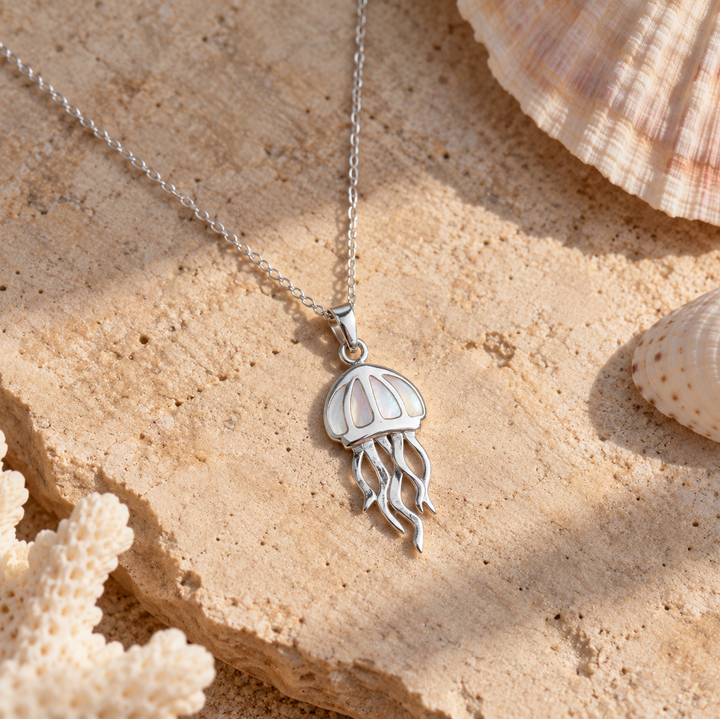 Mother of Pearl Jellyfish Necklace | Sterling Silver