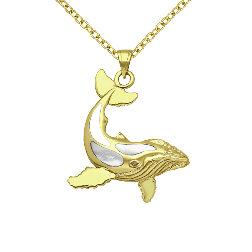 Gold Whale Necklace, Mother of Pearl Pendant, Whale Tail Jewellery, Whale Fluke Necklace, Statement Necklace for Women, Dolphin Fluke Charm