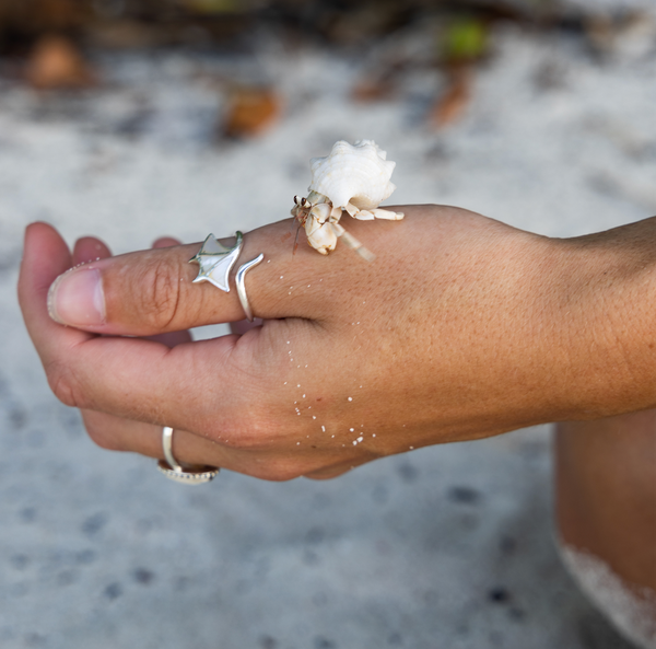 Mother of Pearl Manta Ray Ring | Waterproof Ocean Jewellery