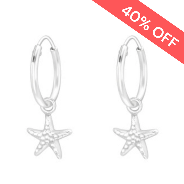 Starfish Hoop Earrings – Sterling Silver Beach Hoops for Everyday Wear