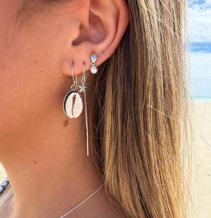 Cowrie Shell Hook Earrings | Sterling Silver
