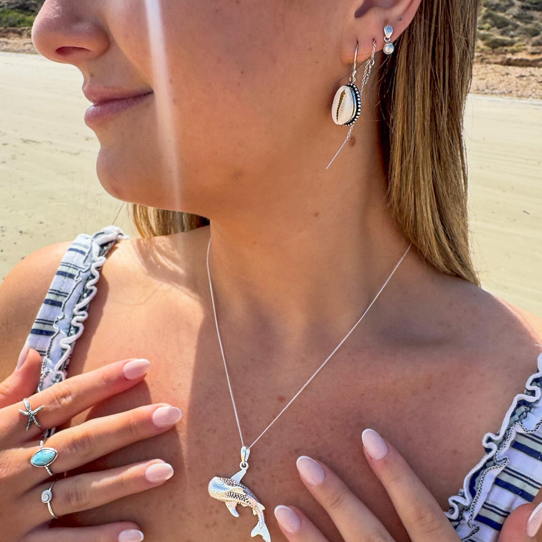 Cowrie Shell Hook Earrings | Sterling Silver