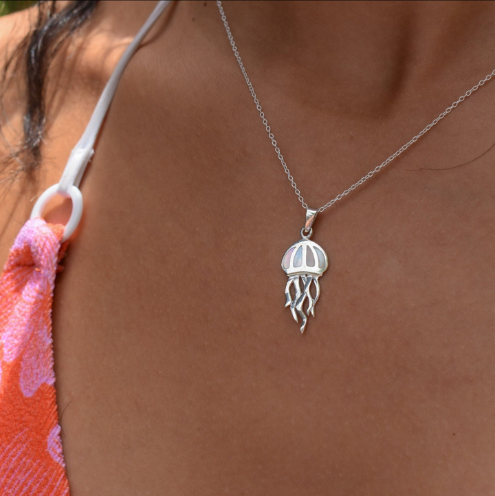 Mother of Pearl Jellyfish Necklace | Sterling Silver