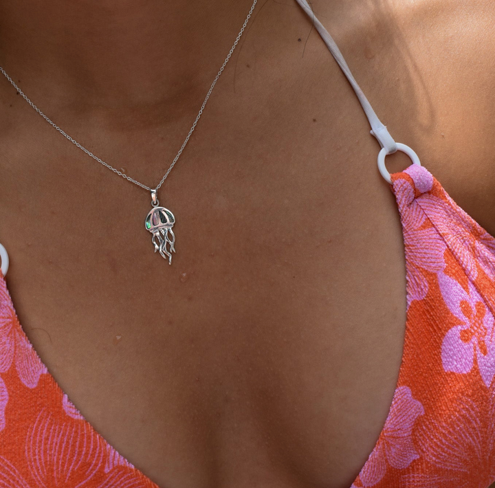 Pāua Shell Jellyfish Necklace | Sterling Silver