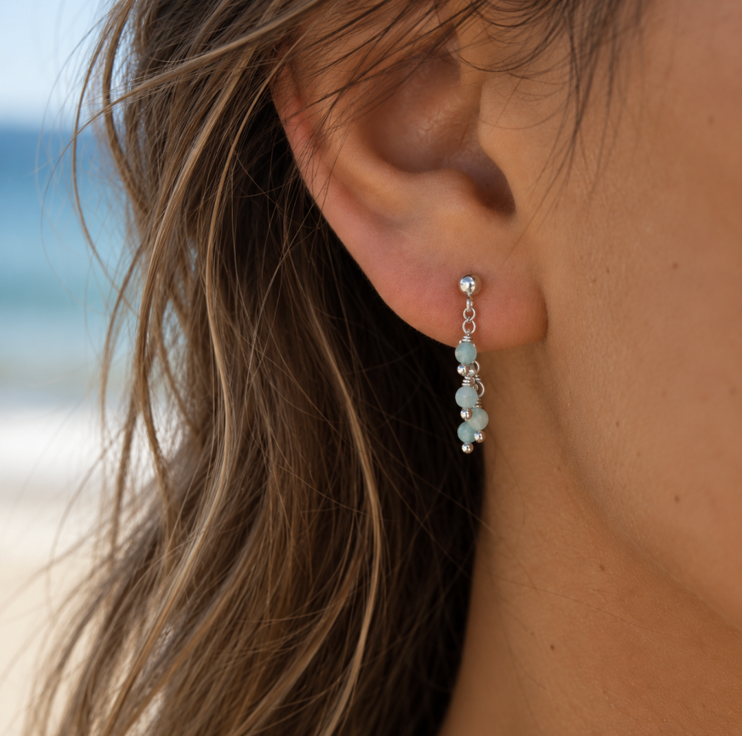 Amazonite Chain Earrings | Sterling Silver