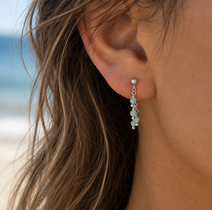 Amazonite Chain Earrings | Sterling Silver