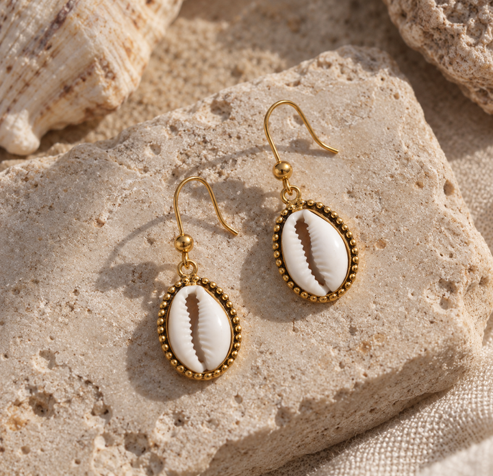Cowrie Shell Hook Earrings | Gold Vermeil