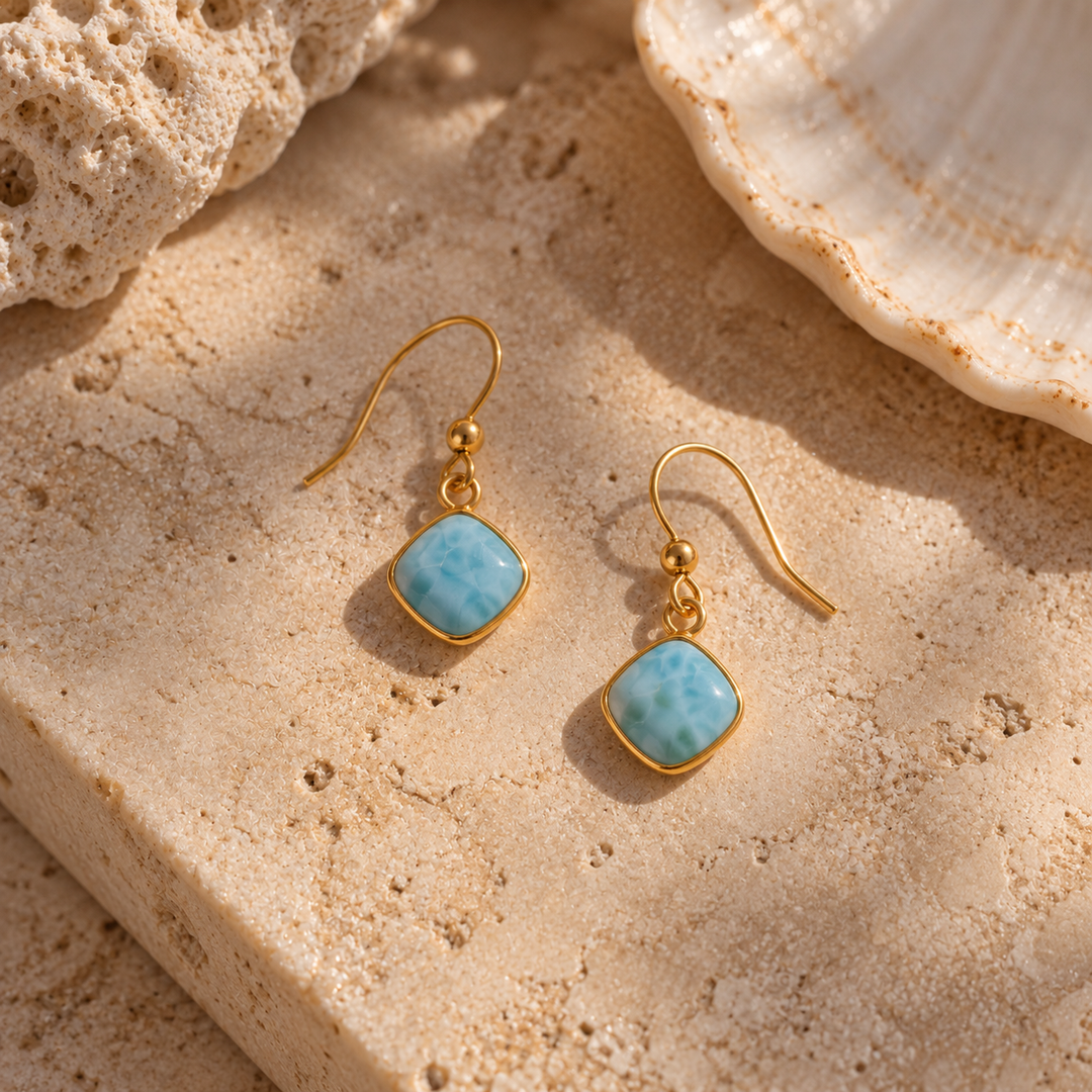 Larimar Hook Earrings | Gold Vermeil