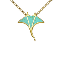 Load image into Gallery viewer, Manta Ray Necklace, Turquoise Pendant, Stingray Jewellery, Ocean Lover Gift, Oceanic Manta Ray, Marine Biologist Gift, Ningaloo Reef