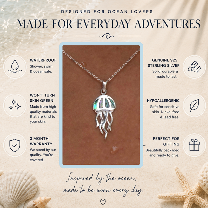 Pāua Shell Jellyfish Necklace | Sterling Silver