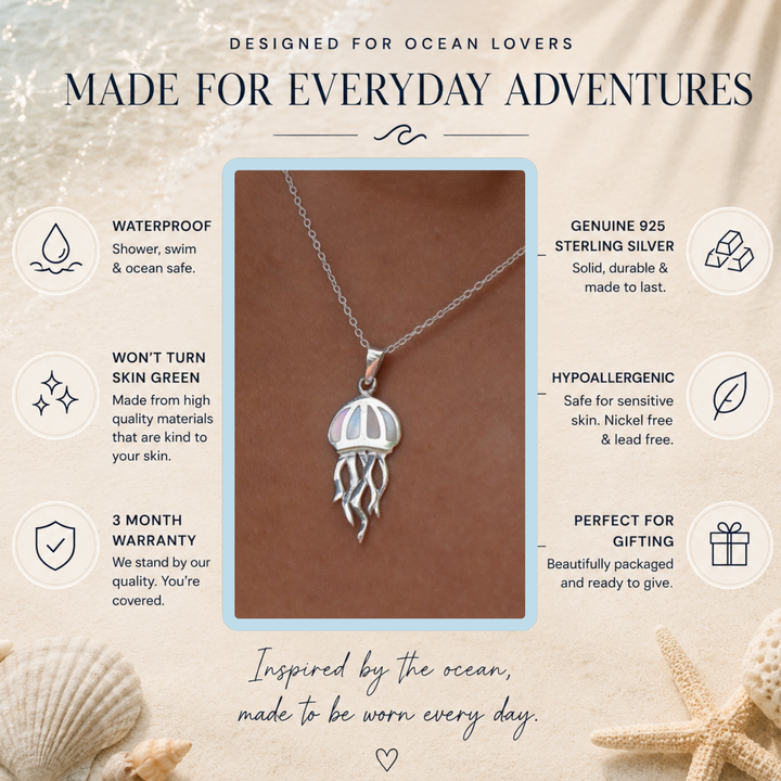 Mother of Pearl Jellyfish Necklace | Sterling Silver