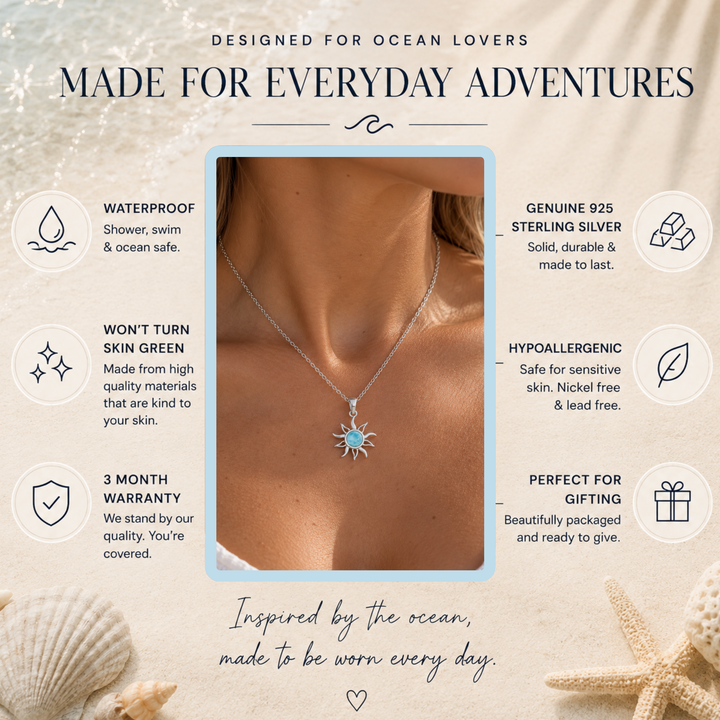 Larimar Sun Necklace | Gold Vermeil