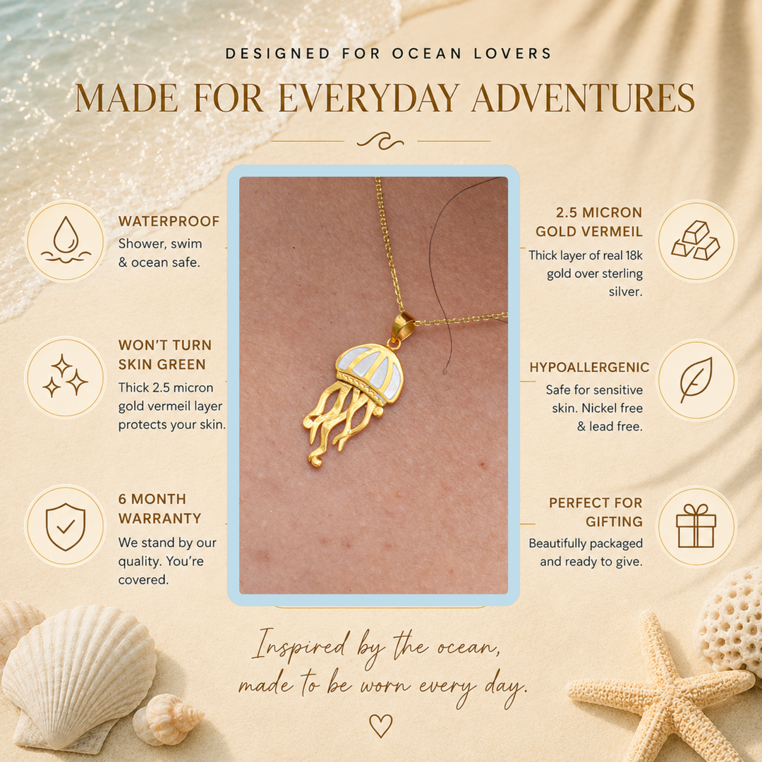 Mother of Pearl Jellyfish Necklace | Gold Vermeil