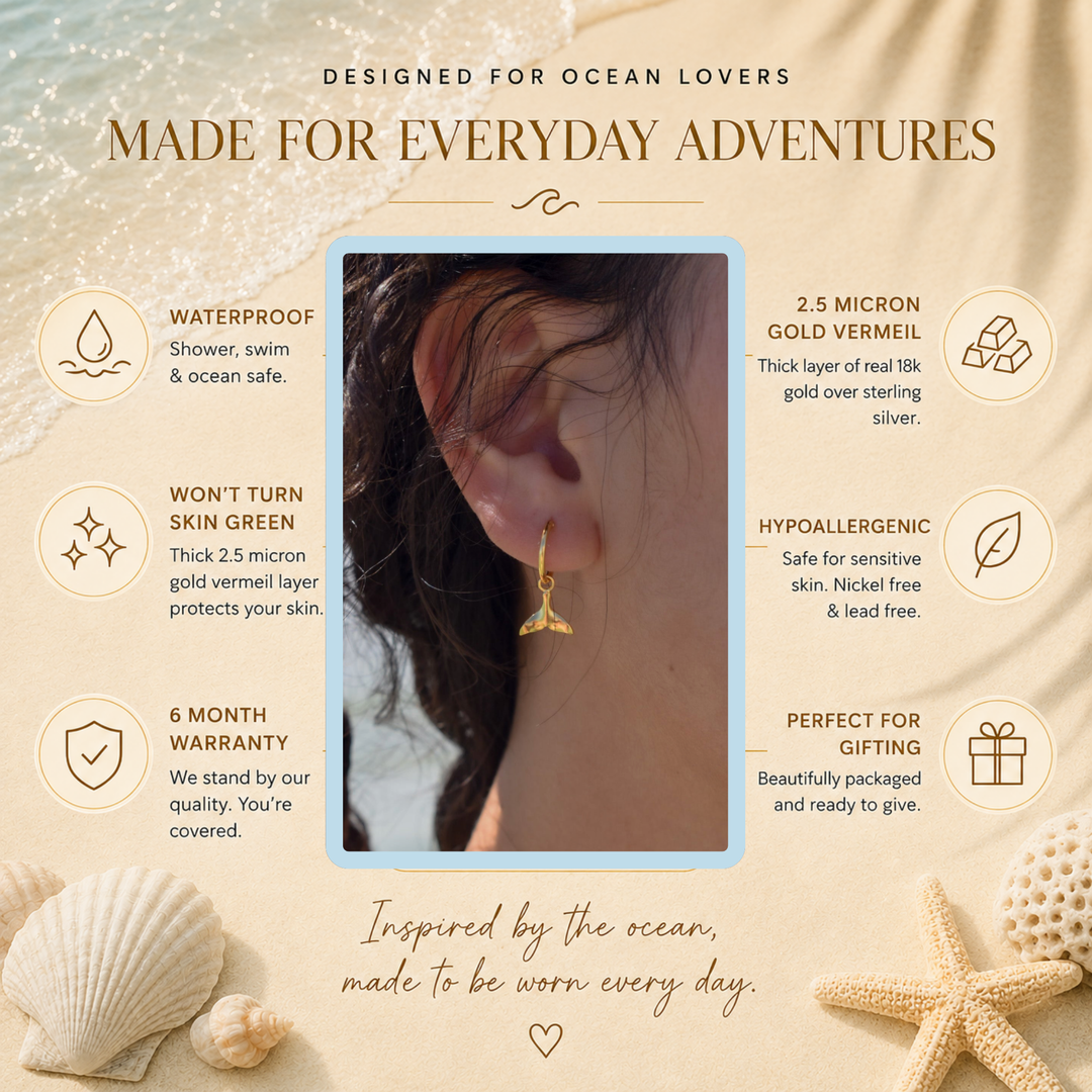 Gold Vermeil Whale Tail Hoop Earrings
