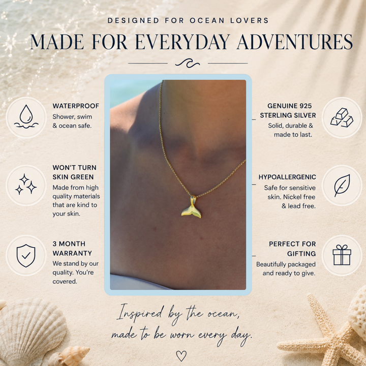 Gold Vermeil Whale Tail Necklace