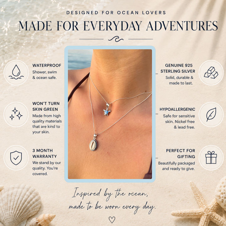 Turtle Necklace – Blue Opal Sterling Silver Pendant