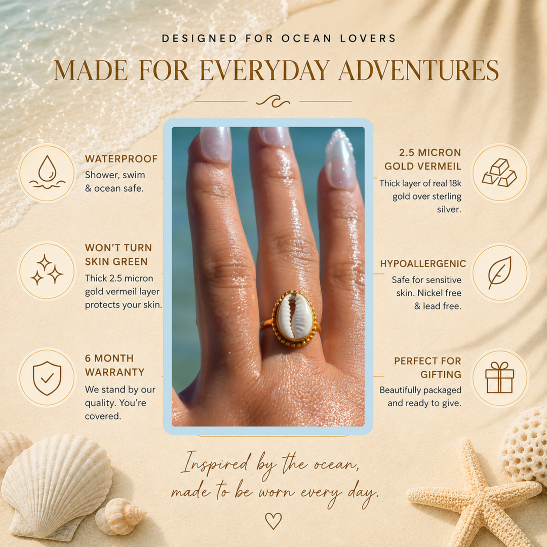 Gold Vermeil Cowrie Shell Ring