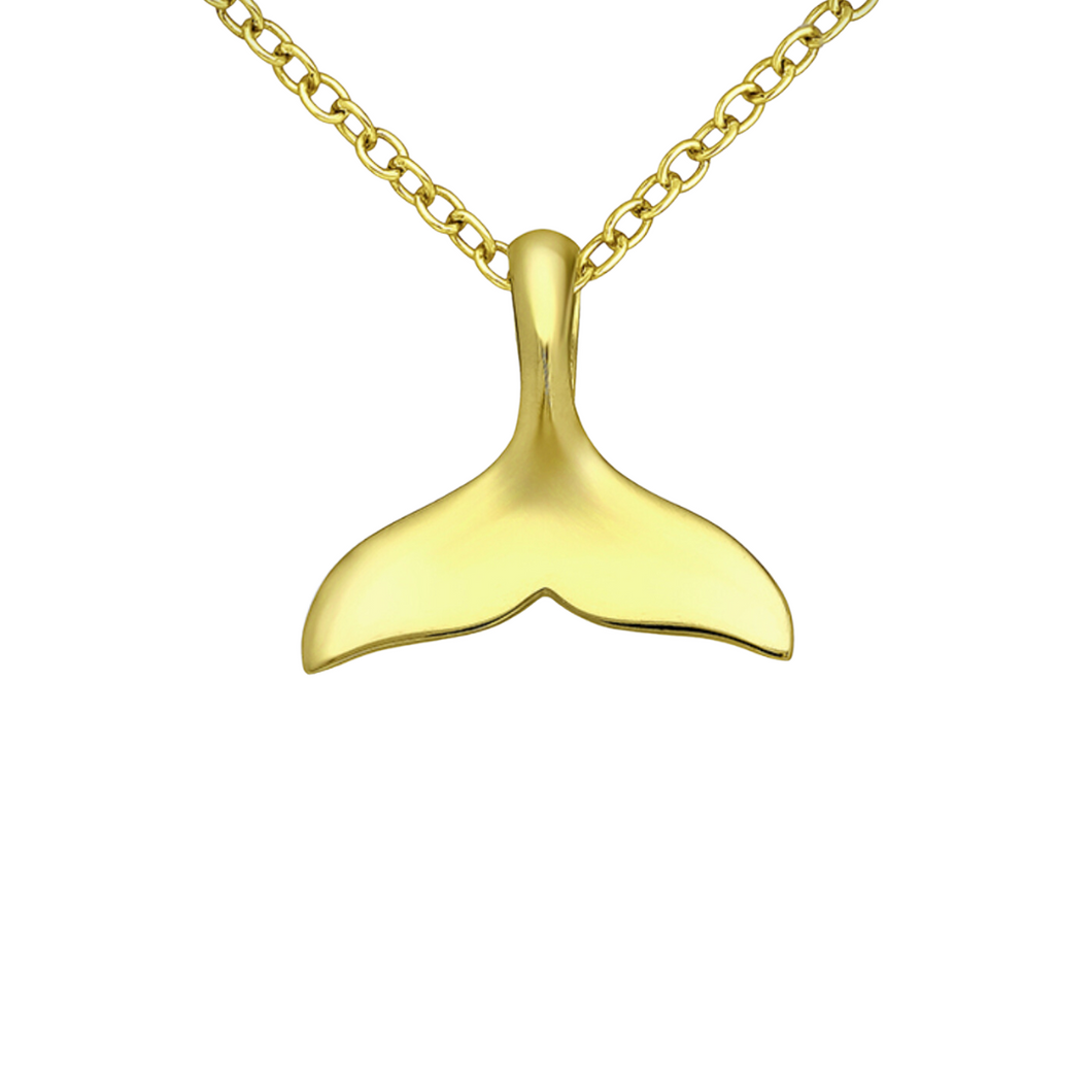 Gold Whale Tail Necklace, Whale Fluke Pendant, Ocean Animal Jewellery, Whale Lover Gift, Gold Statement Necklace, Beach-inspired necklace