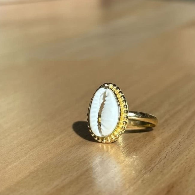 Gold Cowrie Ring, Seashell Jewellery, Gold Ring, Conch Ring, Beach Jewellery, Ocean Jewellery, Gold Band, Cowrie Shell Jewellery, Surfer Gift, Ocean Lover Gift, showerproof jewellery