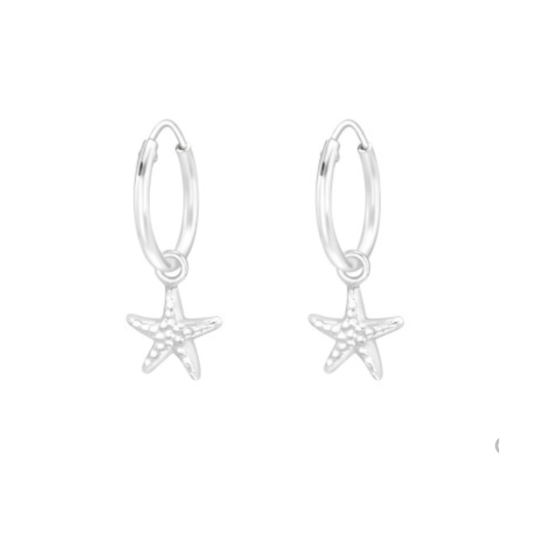 Sterling silver starfish hoop earrings – waterproof and ocean-inspired