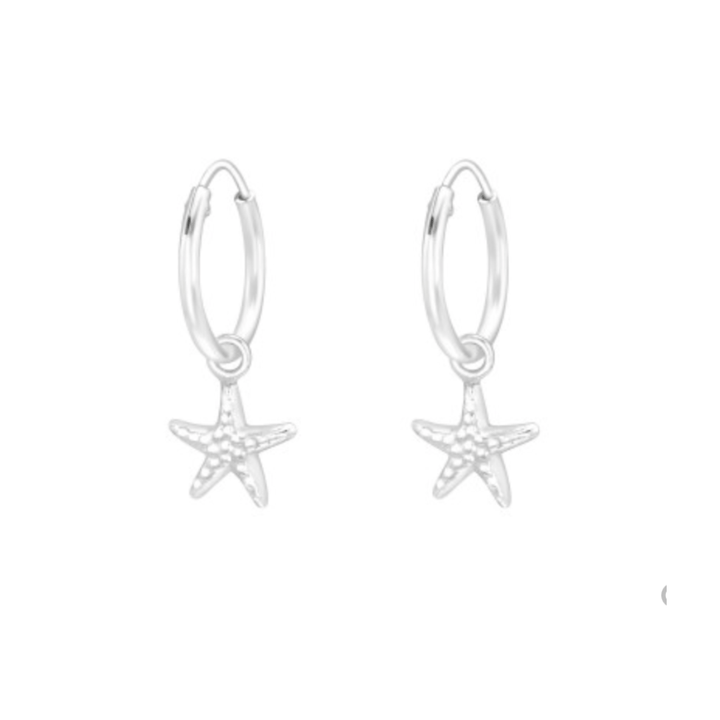 Sterling silver starfish hoop earrings – waterproof and ocean-inspired